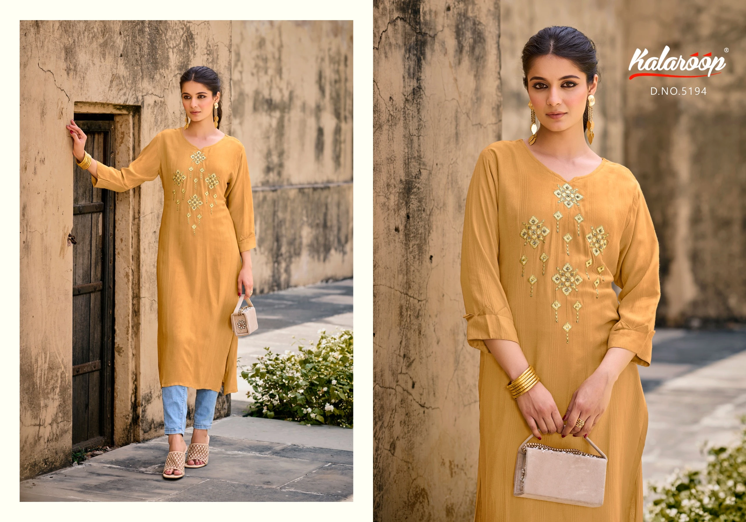 Kalaroop Kaviya Fancy Weaving Wholesale Fancy Kurti Catalog — Wholesale Kurtis, MPA wholesale from Surat — Photo 3